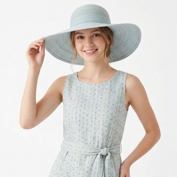 Magid Hats Accessories - Magid Hats Women's Blue Tan Braided Wide Brim Sun Hat One Size